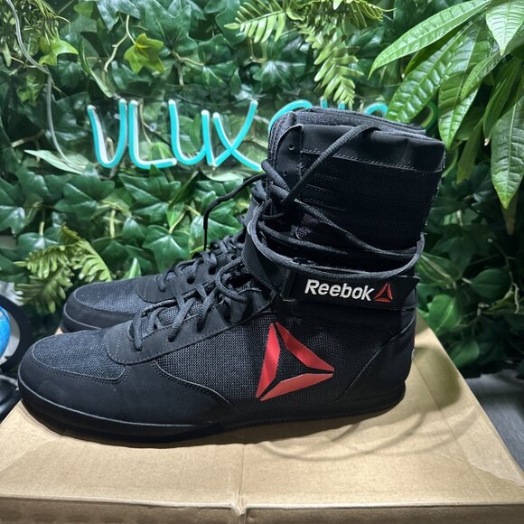New Reebok Boxing Boot Men Sz  13 Black Red Mayweather Strap MMA Training RARE main image 11